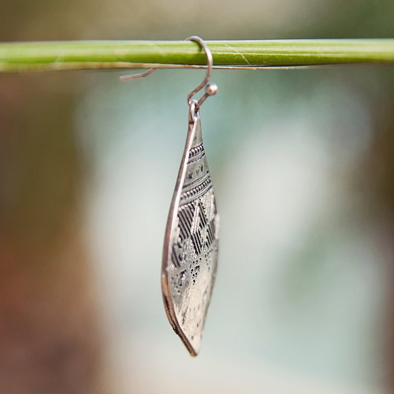 SPUNKYsoul Bohemian Hammered & Engraved Silver Earrings - Image 5